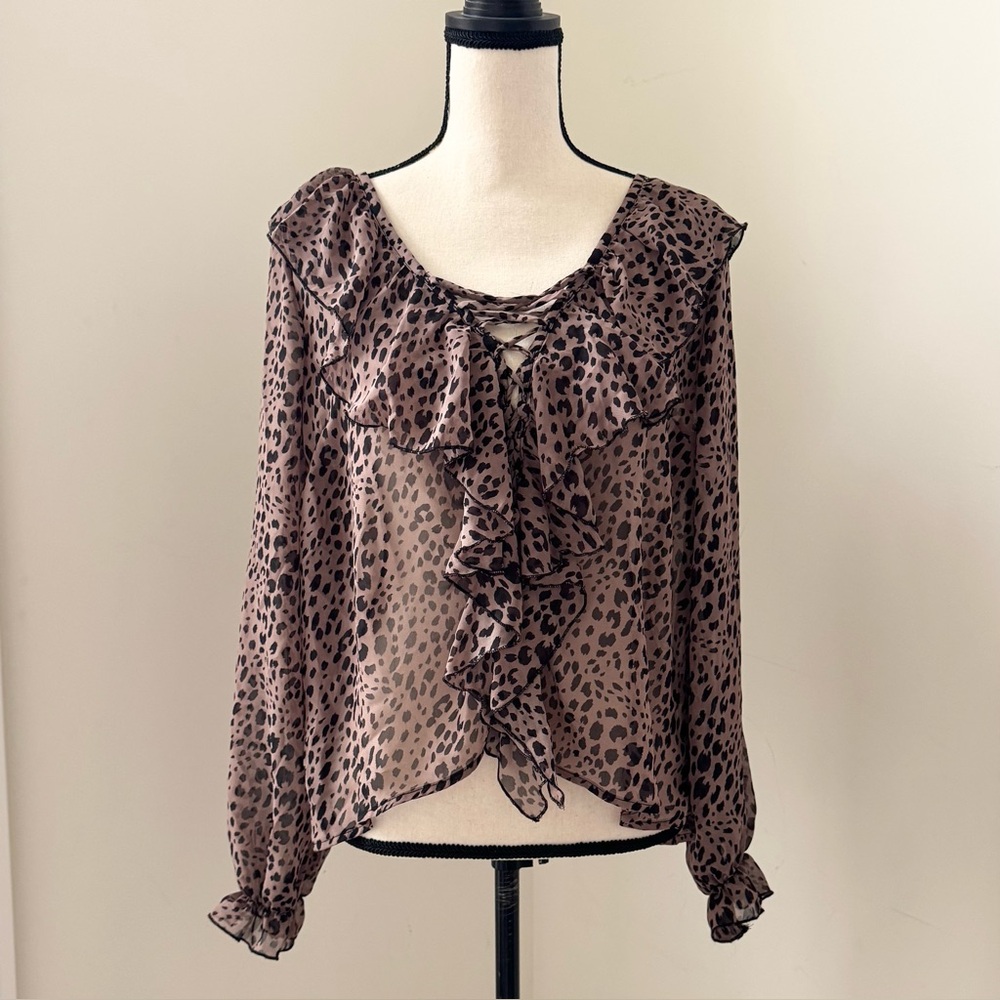 Charlotte Russe Sheer Womens L Ruffle Top Fairy Grunge Boho Renaissance NEW